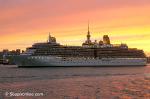 ID 6751 ARCADIA (2005/83781grt/IMO 9226906) sails at sunset from Auckland, New Zealand following her second visit to the 